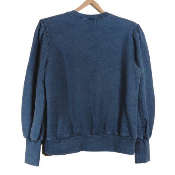 AG Adriano Goldschmied Crew Sweatshirt Womens S Blue Textured Puff Sleeve New - Picture 4 of 5